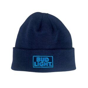 Bud Knit Beanie Hat Blue New WOT Embroidered Logo